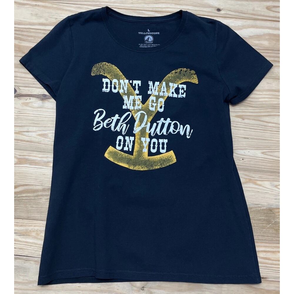 Paramount Yellowstone Knit Tee Women's L Short Sleeve Black Crew Neck